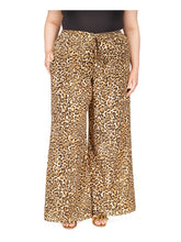 Plus Size Cheetah Print Pull-On Wide Leg Pants 2X Beige
